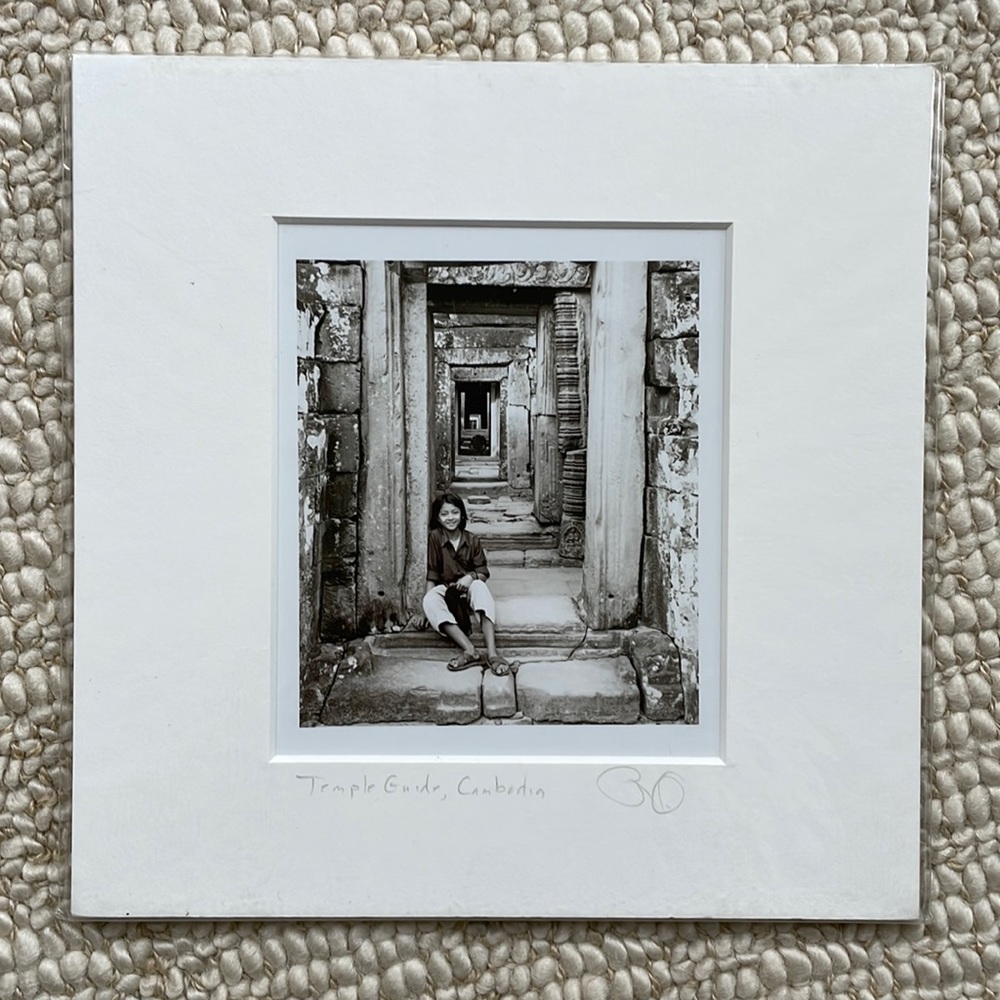 Signed photo, Temple Guide taken in Cambodia by Ron Dobrowski